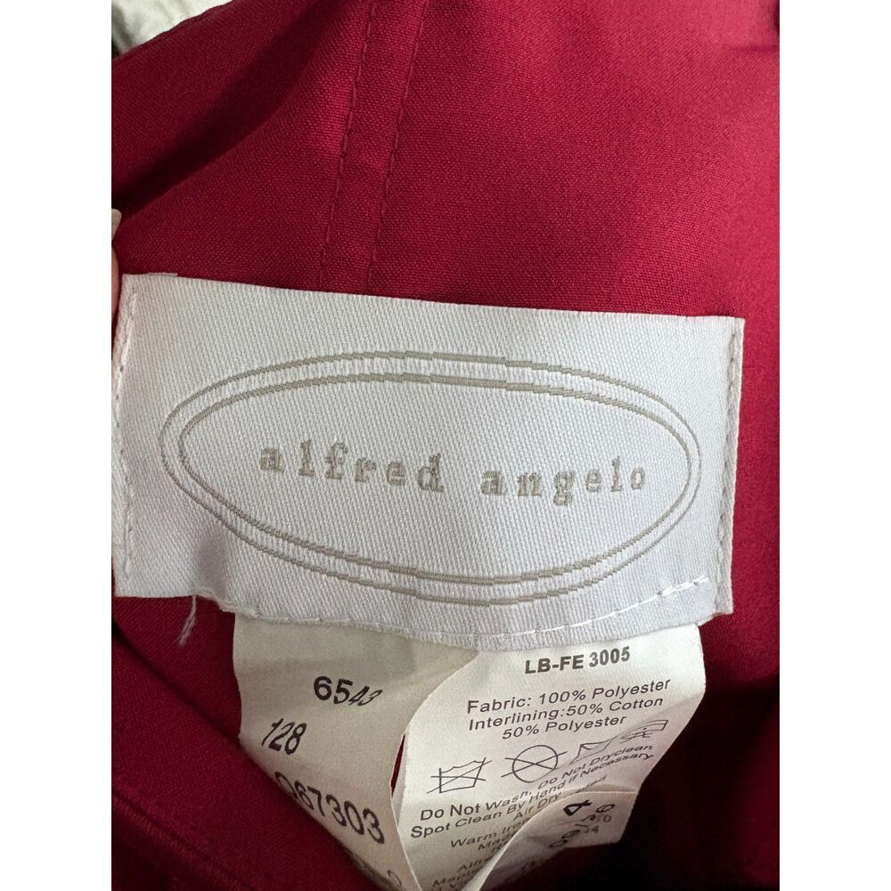 Alfred Angelo Claret Red Strapless Formal Maxi Dress Size 4 Belted Satin - Picture 3 of 8